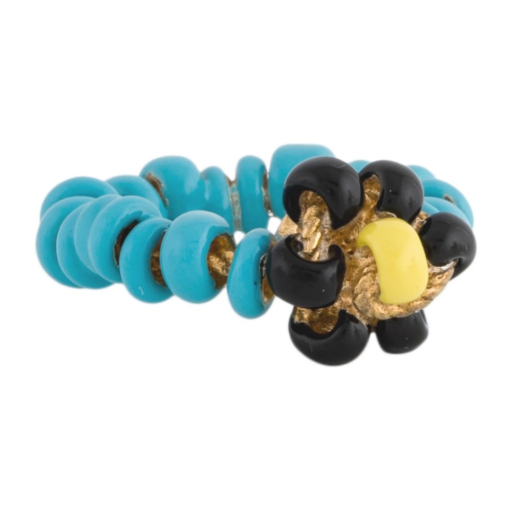 Colorful Beaded Flower Ring